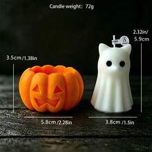 1Pc Cartoon Ghost Pet Pumpkin Scented Candle, Halloween Table Home Decor Gift - 2pcs - View 13