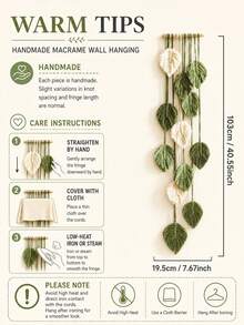 1pc Leaf-Shaped Wall Hanging, Boho Style Room Decor, Handwoven Tassel Tapestry, Rustic Farmhouse Wall Decor, Suitable For Living Room, Bedroom, Entryway And Holiday Home - Multicolor - View 11