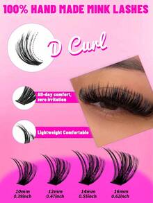 640/1280 Clusters DIY Eyelash Extension Kit, Classic DD Curl, 50D+60D+80D+100D Dense False Eyelashes, Soft & Curly, Exquisite Craftsmanship, Lightweight & Comfortable, Reusable, Easy To Apply, - D - View 5
