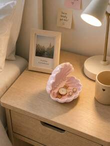 Creative Shell Ornament With Transparent Jewelry Storage Bag, Exquisite Bedside Decor, Bedroom Decoration, Compact Jewelry Tray, Vanity Organizer For Quick Tidying, Display Stand For Bracelets, Desk Holder For Hair Clips And Brooches, Suitable For Women And Collectors, Halloween Party, Christmas, Birthday Gift - Multicolor - View 8