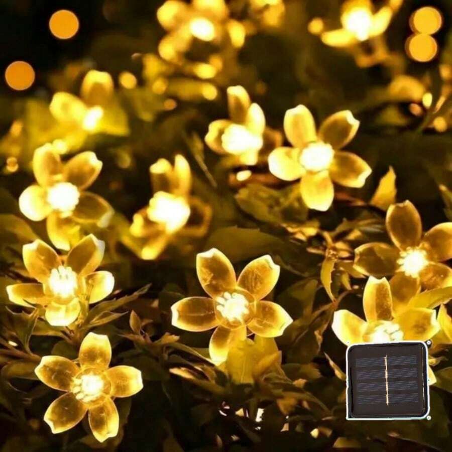 1pc 5m 7m 12m 20 50 100LED 8-Mode Solar Flower Fairy Lights, Outdoor Waterproof, Holiday Party Decoration, Garden Yard Decoration LED String Lights - Solar Cherry Blossom - View 1