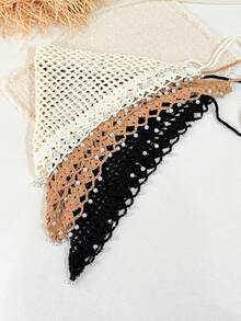 1pc Women's Handmade Hollow Triangle Scarf With Shells And Pearls, Beach Photography Headscarf Hat, Suitable For Daily Wear, Vacation, Bohemian Style - Headscarf - View 11