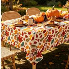 Tablecloth, Autumn Thanksgiving Plastic Rectangular Tablecloth, (3PCS/1PC) Disposable Plastic Tablecloth With Autumn Maple Leaf Design, Harvest Pumpkin Tablecloth, Perfect For Autumn Party Supplies, 108*54 Inches - Multicolor - View 8