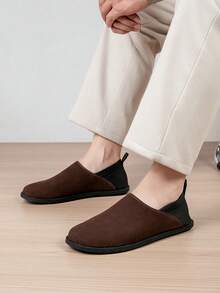 Plus Size Men's Suede Loafers With Foldable Heel Design, 2-In-1 Wearable Back Strap, Premium Velvet Texture, Easy Slip-On, Versatile For Commuting, Outings And Casual Daily Wear - Brown - View 8