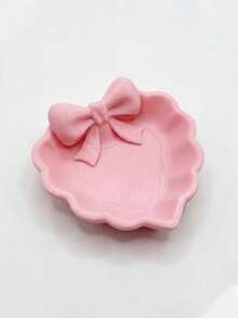1pc Heart-Shaped Jewelry Tray With Pink Bow, 3D Printed, Suitable For Vanity, Sink And Jewelry Storage, Ideal For Home Decor, Office Desk And Jewelry Display - Multicolor - View 10