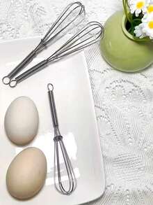 1/3pcs Mini Egg Beater, Stainless Steel Egg Whisk, Mixing And Stirring, Baking Tools, Kitchen Gadgets, Kitchen Supplies - Multicolor - View 6