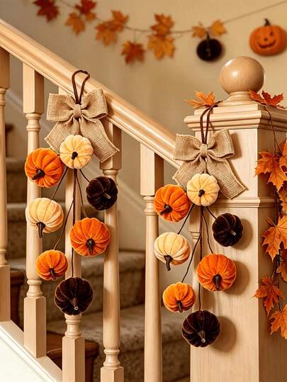 1pc Artificial Velvet Foam Pumpkin Wall Hanging Decor, Autumn Home Farm Barn Harvest Thanksgiving Window And Door Decoration, Suitable For Autumn, Holiday And Party Decor, Pumpkin Color Random