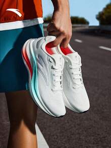 Anta Champion 5th Generation Men's Running Shoes, Shock-Absorbing, Breathable, Supportive, Anti-Slip Sports Shoes - Greyish White/Red Green - View 5