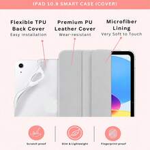 3-Fold Vertical Tablet Protective Case, Gray Transparent Soft TPU Back Shell, Auto Wake/Sleep Cover With Pen Slot, Compatible With IPad 10th Gen A16, 7/8/9th Gen 10.2", Air 11", Mini 6/7, Pro 11 2022, Air 4/5/6/7/8, 2025 New Tablet, Anti-Drop Drawing Office Protective Case - Grey - View 6