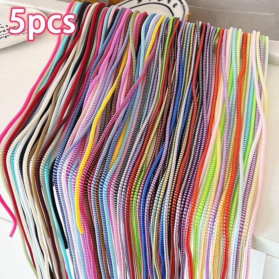 1 Set 4pcs/5pcs 5 Random Color Cable Protectors, Compatible With Universal Phone Chargers, 1.4m Cable Wraps Designed To Prevent Charging Cable Bending And Breaking. - Multicolor - View 1