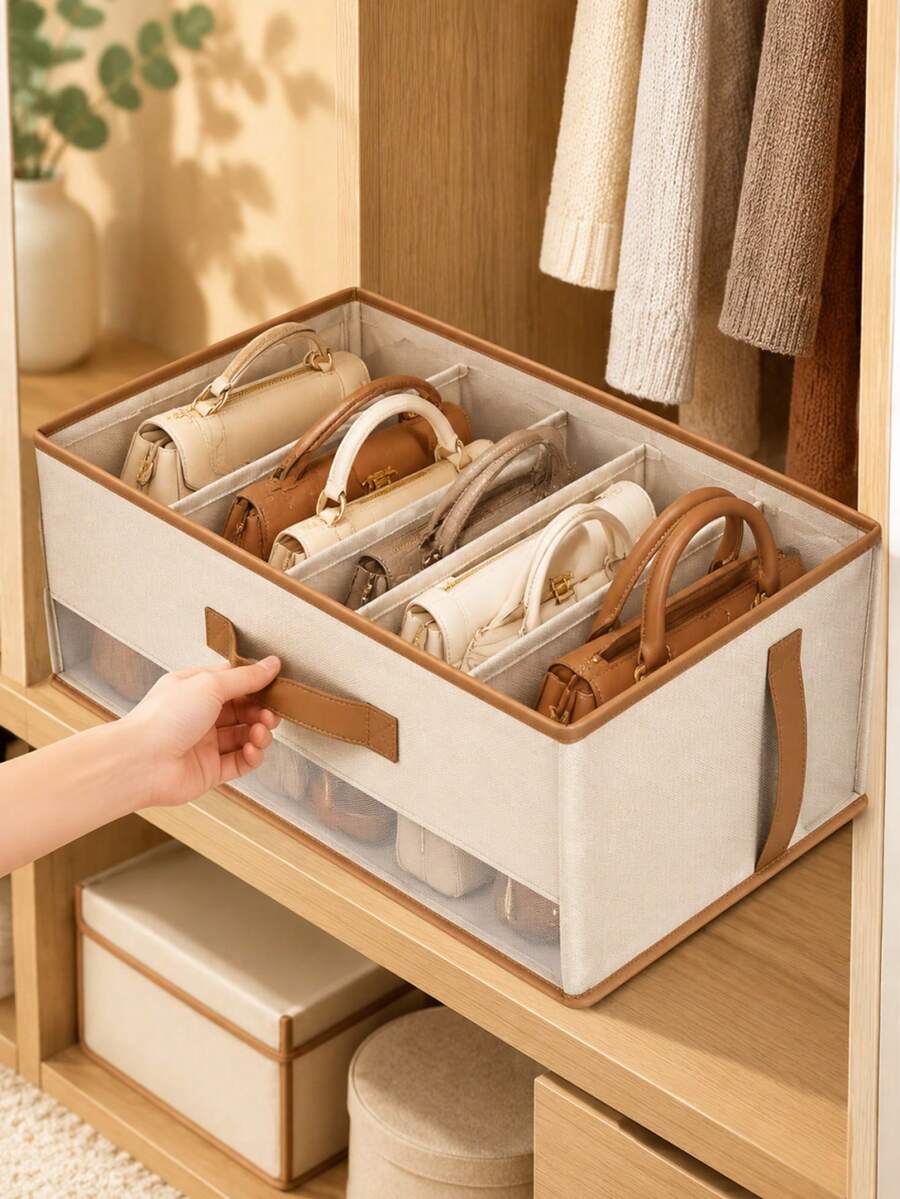 1/2pcs Foldable Elegant White Handbag Organizer Insert, Multi-Compartment Design, Suitable For Handbags, Shoes And Accessories, Space-Saving Closet/Wardrobe Storage, Durable Divider Luxury Item Storage Box - Multicolor - View 1