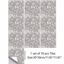 10pcs PVC Self-Adhesive Pebble Texture Floor/Wall Tiles, Modern Rustic Grey Faux Stone Design, Peel And Stick Removable Trimmable DIY Renovation, Suitable For Kitchen, Bathroom, Entryway, Balcony, Living Room Wall And Floor Decor - 10Pcs - View 14