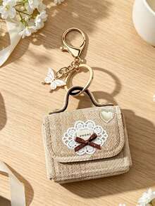 Mini Coin Purse Keychain With Sweet Lace Bow Heart,Butterfly Charm Earbud Pouch Bag,Small Storage Wallet,Bag Pendant,For Change,Earphone,Coin,Lipstick - Multicolor - View 8