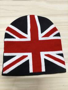 1pc European And American Style Jacquard British Flag Knit Beanie Hat, Autumn/Winter Unisex New Warm Personalized Rap Cold Cap - Multicolor - View 6