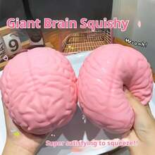 1pc Realistic Brain Squeeze Stress Relief Toy, Soft Stretchable TPR Material Brain Shaped Soft Toy, Funny Prank Anxiety Relief Hand Toy, Suitable For Adults And Children, Party Gift, Halloween Independence Day Gift - Multicolor - View 3