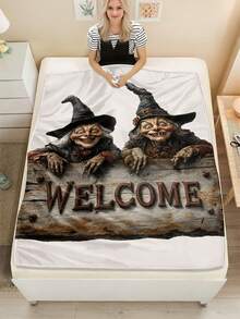 1pc Halloween Style Soft & Comfortable Blanket, Multi-Purpose Throw For Sofa, Bed, Outdoor Camping, Leisure, Home, Picnic, Travel, All Season, 280gsm Polyester, Machine Washable - Multicolor - View 5