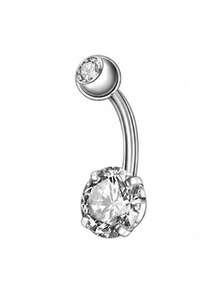 5pcs Elegant Multi-Style Rhinestone Belly Button Rings, Suitable For Daily Wear And Summer Beach Body Piercing Jewelry, Exquisite Sparkling Piercing Jewelry Set - Silver - View 4