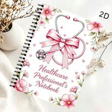1 Buah Buku Catatan Spiral A5 Motif Bunga Perawat Warna Pink, Cocok Untuk Penggunaan di Rumah Sakit dan Kantor, Dapat Digunakan Sebagai Buku Catatan, Buku Sketsa, Hadiah Natal - A5 - View 4