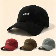 1pc Just Letter Embroidered Baseball Cap Solid Color Adjustable Soft Brim Casual Sun Hat Unisex Dad Hat - Multicolor - View 2
