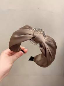 1pc Premium Wide Headband, Fashionable Elegant High-Quality Satin Rhinestone Headband, Elegant Accessory - Multicolor - View 13