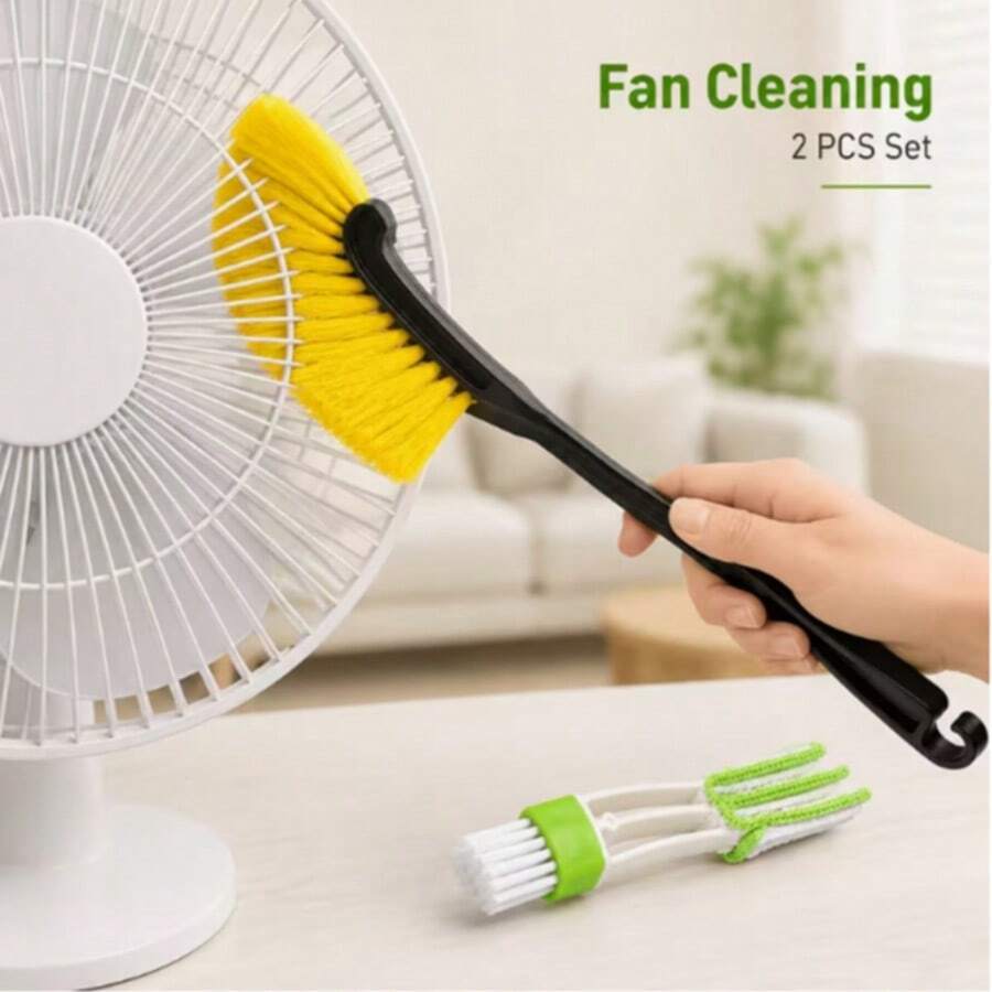 2pcs Household Fan Dusting Brush, Suitable For Cleaning Fans, Air Conditioners, Blinds And Window Tracks, Also Perfect For Living Room, Bedroom, Bathroom And Car - General - View 1