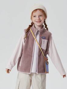 mini bala New Autumn Winter Unisex Young Girl Anti‑Static Fleece Vest Belly‑Warming Cozy Practical Layering Piece - Purple - View 3