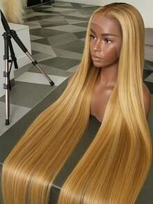 Dollface 30-36 Inch 180% Density P4/27 Highlight Bone Smooth 13x4 13x6 HD Lace Frontal Wigs Human Hair Brazilian Ombre Honey Blonde Dyed Human Hair Wig For Women Parties Travel Birthday Parties Cosplay Graduations Weddings Back To School Everyday Wear - S4/27 - View 4