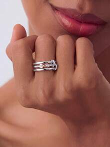 1pc S925 Sterling Silver Vintage Women's Eternal Ring, Fashionable Exquisite Jewelry Gift - Silver - View 5
