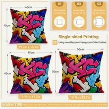 4pcs/1pc Colorful Street Graffiti Pattern Pillow Case Without Insert, Single-Sided Printed Pillow Case, Suitable For Living Room Bedroom Home Decor, All-Season Pillow Case - Multicolor - View 3