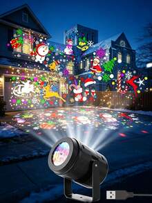 1pc Christmas Projection Light, USB Powered Christmas Projector, Landscape Decorative Light, LED Light, Decorative Atmosphere Light, Christmas Light, Holiday Decoration, Christmas Decoration, Suitable For: Party, Christmas, Gathering, Bedroom, Living Room, Outdoor - Multi-color light - View 7