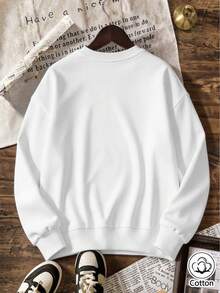 White Pullover Hoodie Women Casual Crew Neck Long Sleeve Loose Fit Cartoon Dalmatian Print Pink - White - View 10