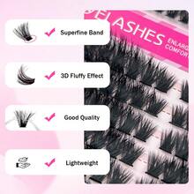 1 Box 238 Clusters Mixed DIY Segmented Cluster False Eyelashes, 60P+120P Dense Soft Single Cluster Lash Extensions, Lightweight No Pressure Eye-Enlarging Effect, Fluffy Dense Electric Eye Lash Look, Beginner-Friendly Easy-To-Apply Segmented False Eyelashes - C - View 4