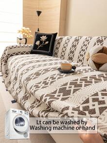 1pc Luxury Full Cover Sofa Throw, Pet-Friendly, Suitable For Bedroom And Office, Hand Washable And Machine Washable, Easy To Clean, Odorless, All-Season Use, Scratch-Resistant One-Piece Full Cover Sofa Throw - Brown - View 5
