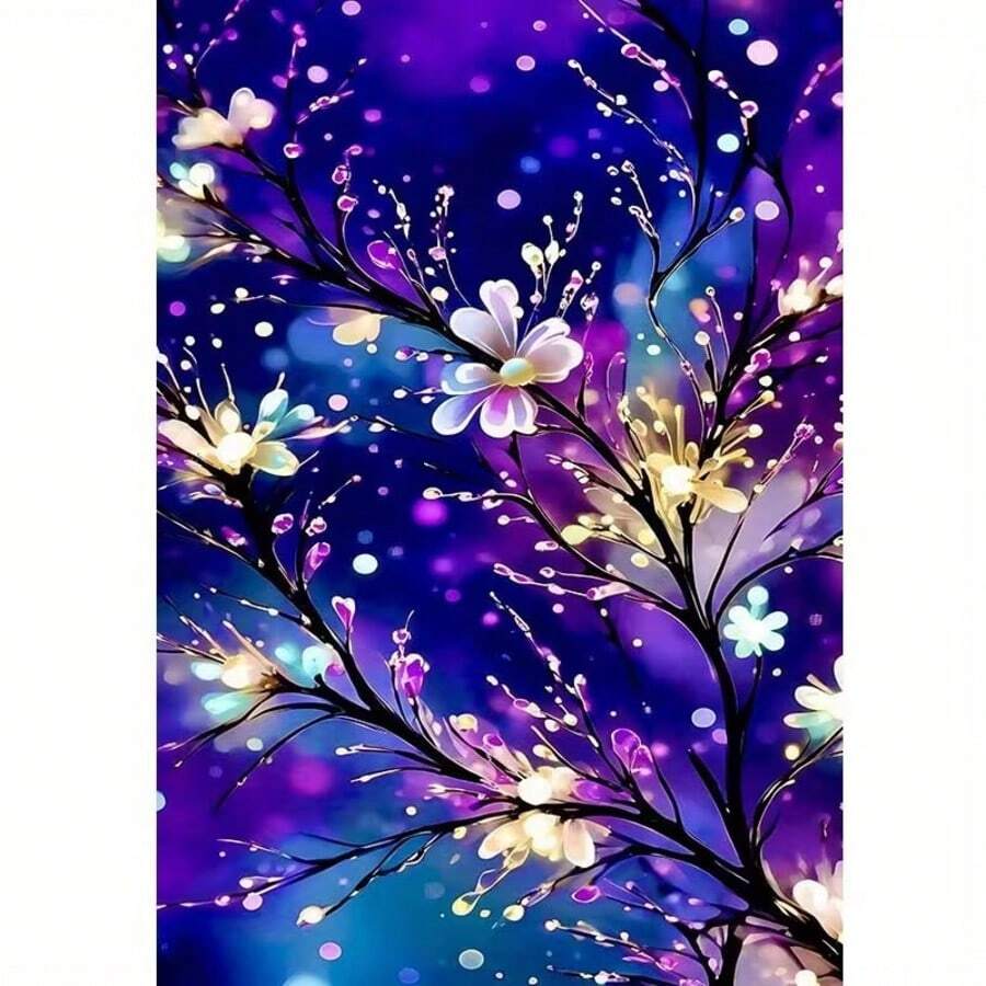 1PC DIY 5D Diamond Painting Kit Floral Pattern - Round Full Diamond Art Mosaic Craft, Home Wall Decor, Unframed - No Frame - View 1