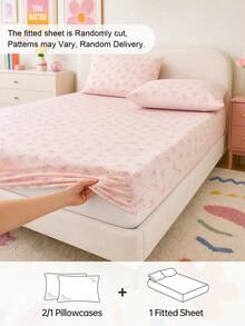 HONEYMOON 1pc Printed Fitted Sheet, Fits 9" To 12" Thick Mattress, Soft Wrinkle-Resistant Breathable Comfortable, Suitable For All Bed Sizes - Twin, Full, Queen, King - Multicolor - View 2