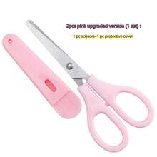 Stainless Steel Round Tip Scissors With Protective Cover, Pink, Purple And Light Blue Portable Multi-Function Scissors, Ergonomic Design, Suitable For Office, School, Home And Craft Projects, Can Cut Fabric, Paper And Metal Wire - Multicolor - View 11
