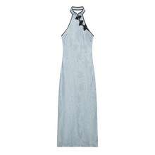 Seelio Spring/Summer New Women's European & American Style Fashion Knot Button Jacquard Dress Elegant - Baby Blue - View 4