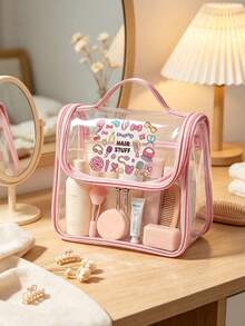 Waterproof Transparent Hair Care Product Storage Bag With Cartoon Printing Portable Hand Wash Bag,Items Are Clear At A Glance, No Need To Search For Hair Rings, Combs, Items Are Clear At A Glance, No Need To Search For Hair Rings, Combs - Multicolor - View 1