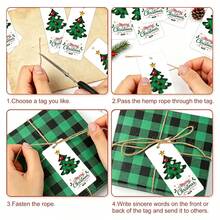 100 buah Label Hadiah Pohon Natal dengan Tali Rami - Label Hadiah Kertas Selamat Natal, Label Gantung Meriah untuk Hadiah Natal, Pembungkus Hadiah & Dekorasi Suvenir Pesta, Perlengkapan Pesta Natal - MultiWarna - View 8