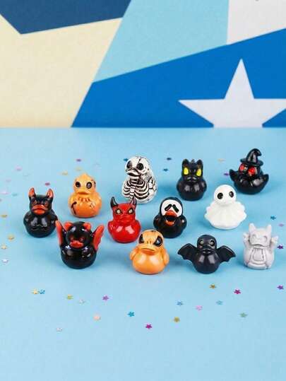 1pc Halloween Demon Duck Figurine, Gothic Style Resin Duck Statue, Room Decor Desktop Display, Spooky Party Tabletop Decoration, Creative Collectible Ornament, Car Dashboard Decor, Halloween Theme Party Home And Dorm Decor