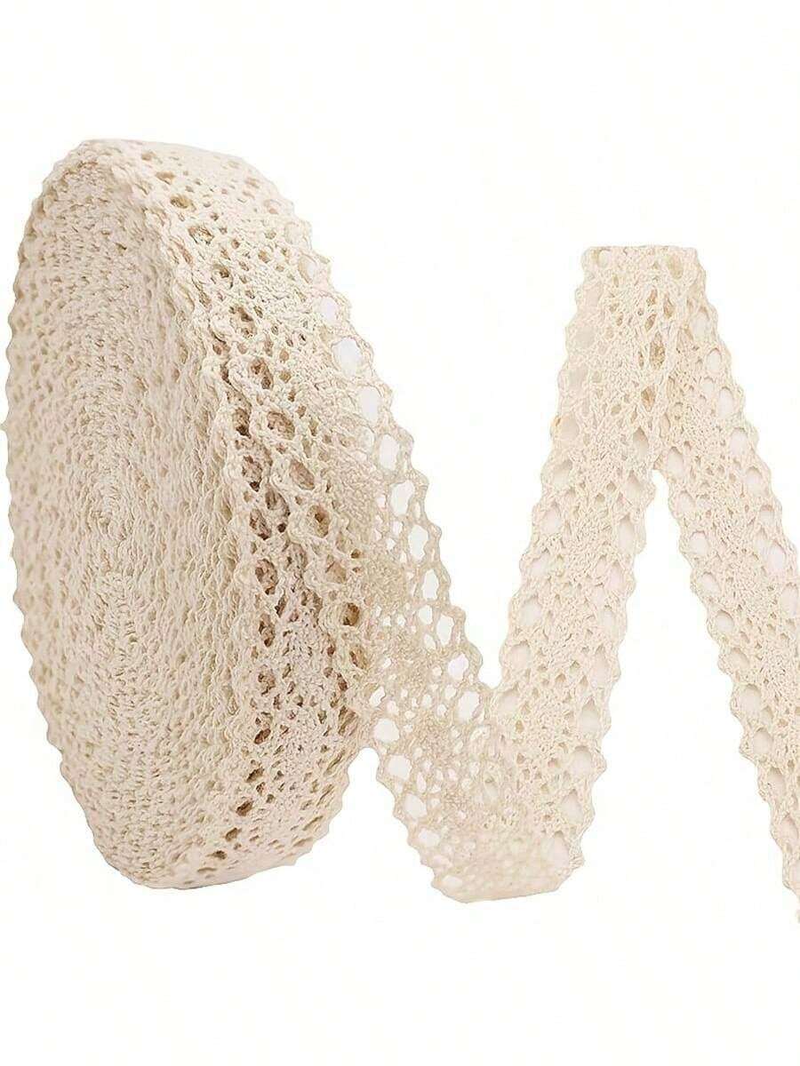 1pc 5.5 Inch Hollow Lace Trim Bow Ribbon, DIY Decorative Tape, Suitable For Flower Box, Hair Accessory, Fabric, Lingerie Sewing Accessories, Multi-Functional Hollow Lace Craft Tape, Suitable For Sewing Handmade Projects - A - View 1