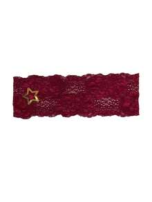 1件女款花卉蕾絲髮箍，附金色星星飾品，彈性復古蕾絲鏤空邊妝容髮帶髮箍 - 金色-星星 - 查看 9