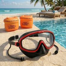 Full Face Swimming Goggles & Arm Bands Set For Kids 4-15 Years Old, Nose Cover Design, Waterproof High-Definition Vision, Anti-Fog Lenses, Silicone Earplugs, Unisex Swimming Gear - Multicolor - View 3