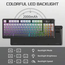 ATTACK SHARK X FREEWOLF M96 80% 無線電競鍵盤，94鍵 TKL LED 可充電機械手感 PBT 鍵盤，相容 Windows，藍牙 5.0/2.4GHz 雙模，辦公/遊戲雙用 - 彩色 - 查看 6