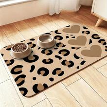 1Pc Pet Feeding Mat, Leopard‑Print Heart Print,Food Mat For Cat & Dog Bowls, Water‑Absorbent Pet Floor Mat With Rubber Backing, Easy‑To‑Clean Pet Supplies For Cat Beds, Cat Toys And Pet Bowls, Ideal For Cat & Dog Owners - View 3