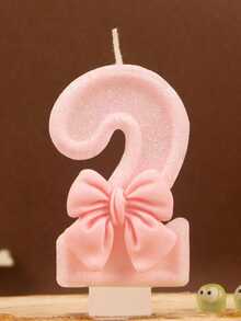 1pc Pink Bow Birthday Candle, Pink Glitter Sequin Decorated Number Candle 0-9, Romantic Gift For Best Friend, Mother, Girlfriend, Suitable For Birthday Party Cake Decoration, Creating Atmosphere, Christmas, Halloween Decoration, Baking Insert Decoration, Suitable For Girls, Children, Adults, Also Can Be Used For Ceremony Supplies, Gifts, Graduation Ceremony, Wedding And Other Occasions, Girl Photography Props, And Reliable - Multicolor - View 13
