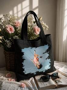 Hasbro OLivia Tote Bag, OR BAG, You Seem Pretty Sad For A Girl So In Love, Large Black Canvas Shoulder Bag For Livies Fans, SOUR Album Merchandise Drop Dead - Multicolor - View 4