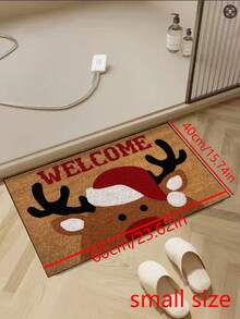 1pc Funny Welcome Christmas Deer Pattern Welcome Doormat, Harvest Season Pattern Simple Style Short Plush Quick Dry Non-Slip Machine Washable Entrance Mat, Suitable For Kitchen, Bathroom, Dining Room, Hallway, Party, Gathering, Holiday, All Seasons, Yard Home, Christmas Season, Party Supplies - Burnt Orange - View 9