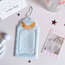 Cute Polka Dot Cat Ear 3 Inch Photocard Holder With Bead Keychain, Idol Photo Card Protector ID Badge Holder, Kawaii Stationery Back To School Supplies - C-multicolor - View 18