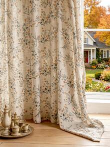 1pc Linen Fabric Embroidered White Floral Fresh Fashion Gauze Curtain, Floral Pattern, Rod Pocket Design, Suitable For Living Room And Bedroom - Transparent And Light Filtering Curtain, Living Room Curtain, Bedroom Curtain - Multicolor - View 11